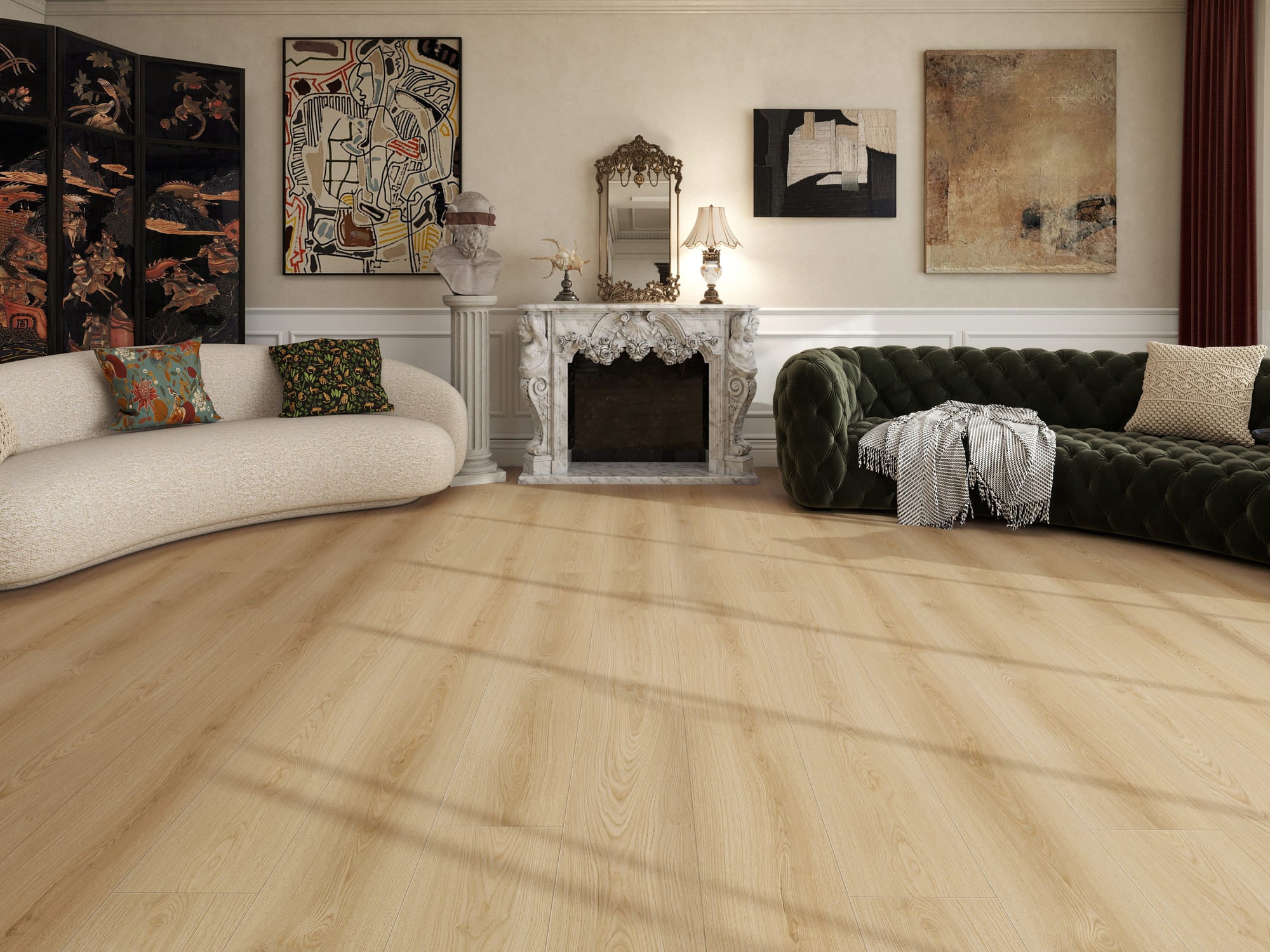 219 - non repeted pattern in 7.3 sqm - 10+2mm Waterproof Laminate Flooring IXPE underlay attached - 1.814 sqm / carton