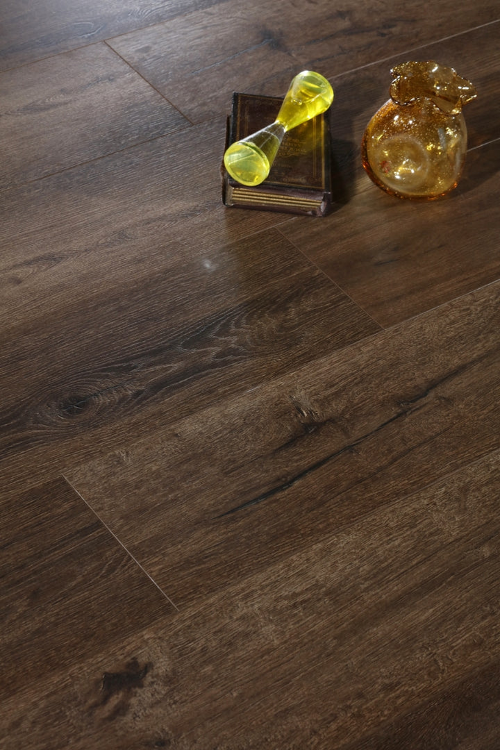 12mm 1.897sqm Brown Oak Premium Laminate Flooring